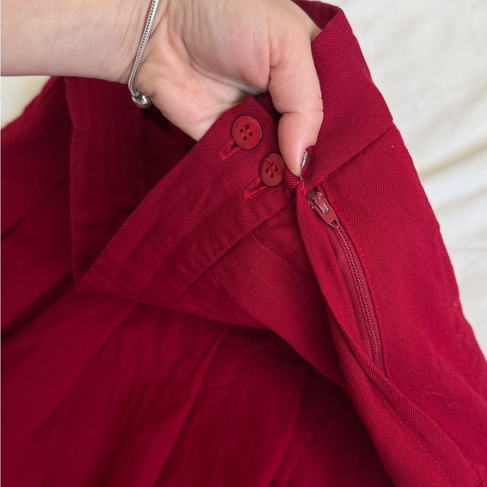 Talbots midi Pleated Skirt VTG 60s Soft Burgundy Red  %100 Wool size 10 - Picture 8 of 11